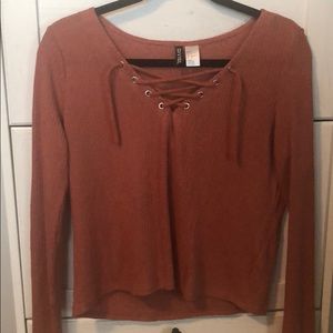 H&M lace up long sleeve shirt
